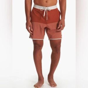 Vuori - MENS Cruise Boardshort - Dark Penny Linen Texture Block Size 34